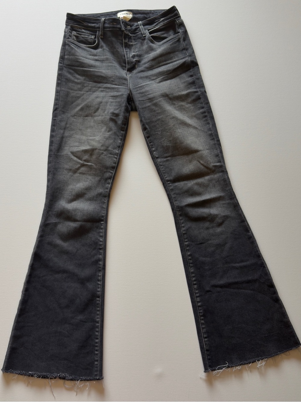 L'Agence Sera High-rise Sneaker Flare Frayed Hem Jeans - Rochester Size 27